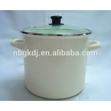 glass lid white enamel stock cooking pot
